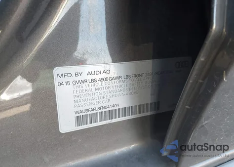 2015 Audi A4 2.0T Premium из США, поврежденный, VIN WAUBFAFL8FN041404